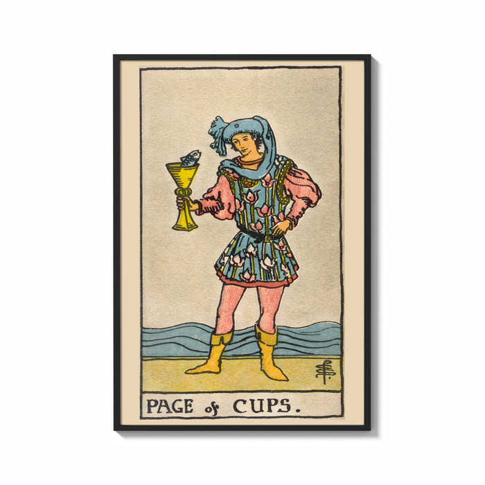 Framed Page of Cups print shown as a bold statement piece on a clean gallery wall