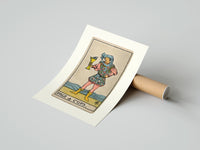 Rolled Page holding cup with fish poster beside its crush-resistant kraft shipping tube