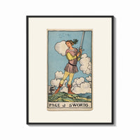 Framed Young figure holding upraised sword print shown as a bold statement piece on a clean gallery wall