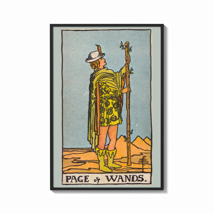 Framed Page of Wands print shown as a bold statement piece on a clean gallery wall