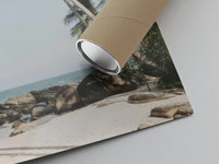 Matte paper-texture close-up of the Palm trees on tropical beach print
