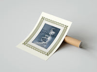 Rolled Elegant woman with perfume bottle poster beside its crush-resistant kraft shipping tube