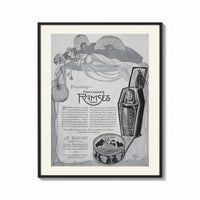 Framed Reclining Egyptian woman perfume advertisement print shown as a bold statement piece on a clean gallery wall