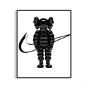 Framed Black inflated cartoon companion figure print displayed as a statement piece