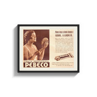 Framed Woman holding hand mirror print shown as a wide statement piece on a clean white wall