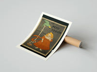 Rolled Girl in red dress eating biscuit poster beside its crush-resistant kraft shipping tube