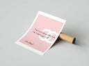 Pink Coco Chanel quote poster with interlocking CC logo displayed with shipping tube