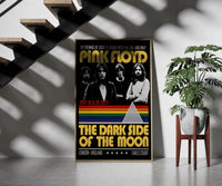 Pink Floyd Dark Side of the Moon Earls Court 1973 framed print on a staircase entryway wall beside a plant