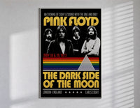 Pink Floyd Dark Side of the Moon Earls Court 1973 poster framed in white on a clean gallery wall