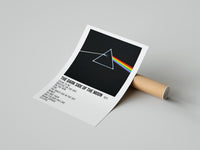 Pink Floyd Dark Side of the Moon Prism poster print laid beside its crush-resistant shipping tube