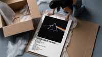 Pink Floyd Dark Side of the Moon Prism framed print being unboxed from protective packaging