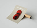 Porsche 911 Carrera RS 1995 red classic sports car print flat lay with cardboard shipping tube