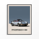 Porsche 911 Turbo Classic Silver poster print in black frame featuring red leather interior with iconic rear spoiler