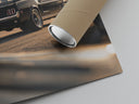 Matte paper-texture close-up of the Classic black Ford Mustang fastback print