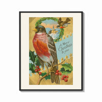 Framed Bird A Merry Christmas to You print shown as a bold statement piece on a clean gallery wall