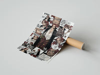 Rolled Red-Haired Shanks manga collage poster beside its crush-resistant kraft shipping tube
