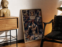 Brass-framed Red-haired pirate man sitting print leaning in a warm styled corner by a sculpture