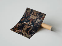 Rolled Red-haired pirate man sitting poster beside its crush-resistant kraft shipping tube
