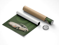 Porsche 911 Classic poster rolled beside its crush-resistant shipping tube