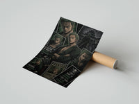 Rolled Roronoa Zoro swordsman collage poster beside its crush-resistant kraft shipping tube