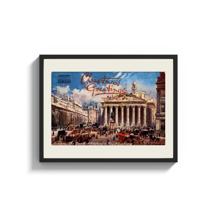 Framed Bank of England and Royal Exchange print shown as a wide statement piece on a clean white wall