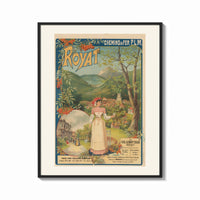 Framed woman serving glass of water print shown as a bold statement piece on a clean gallery wall