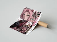 Rolled Pink-haired anime kunoichi girl poster beside its crush-resistant kraft shipping tube