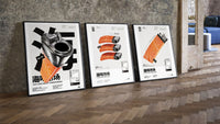Salmon Sushi Lighter Set of 3 three-piece set leaning on parquet beside a vintage loft door