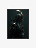 Samurai wall art depicting a golden skull motif on traditional armor, a unique blend of culture and innovation.