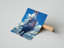 Rolled anime ninja with sword poster beside its crush-resistant kraft shipping tube