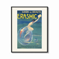 Framed Woman riding a soap bubble print shown as a bold statement piece on a clean gallery wall