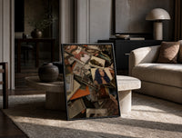 Scattered CD Album Cases print on the floor, leaning against a travertine table