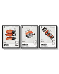 SEA x FOOD Market Collection triptych arranged on a bright gallery wall