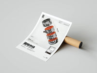 SEA x FOOD Market Collection poster being unrolled on a concrete floor