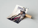 Rolled Marine fleet admiral in white uniform poster beside its crush-resistant kraft shipping tube