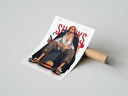 Rolled Red-haired man sitting on block poster beside its crush-resistant kraft shipping tube