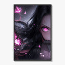 Anime girl with pink eyes poster framed on a white gallery wall