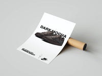 Sneaker room gallery wall displaying the Dark Mocha Air Jordan 1 Low Travis Scott print trio