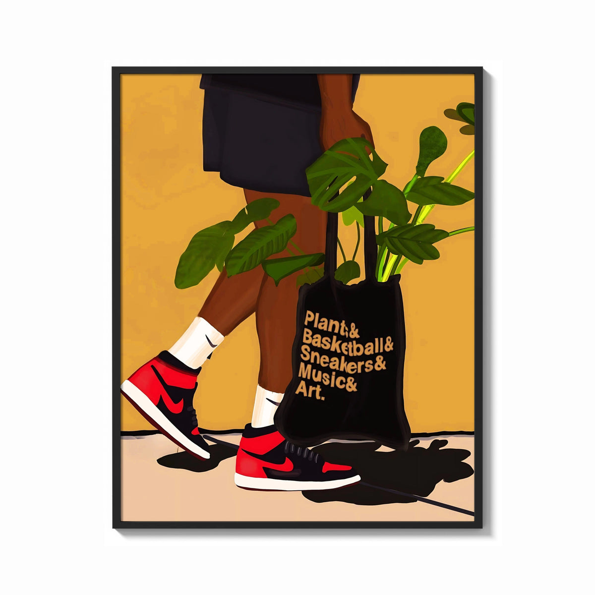 Framed Sneakers and a Plant-Filled Tote print shown as a bold statement piece on a clean gallery wall