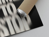 Matte paper-texture close-up of the Bold typographic poster with glitched text effect print