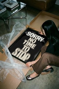 The Bold typographic poster with glitched text effect poster shown across its range of print sizes
