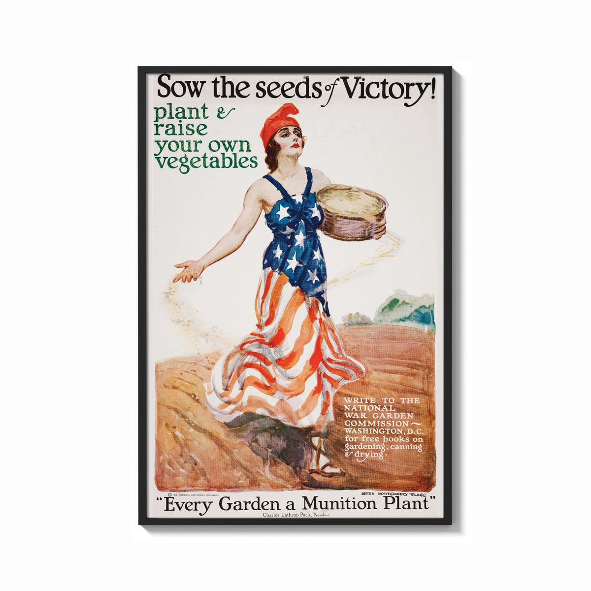 Framed Sow the Seeds of Victory print shown as a bold statement piece on a clean gallery wall