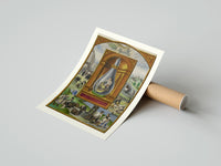 Rolled Alchemical crowned flask with child dragon poster beside its crush-resistant kraft shipping tube