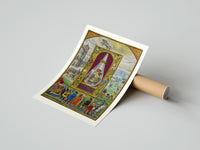 Rolled Three-headed dragon in alchemical flask poster beside its crush-resistant kraft shipping tube