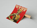Star Wars C-3PO Japanese Retro print laying flat next to brown cardboard shipping tube on grey surface