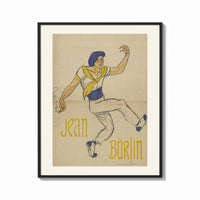 Framed Dancer in blue cap leaping print shown as a bold statement piece on a clean gallery wall
