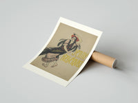 Rolled Flamenco dancer with flowers in hair poster beside its crush-resistant kraft shipping tube
