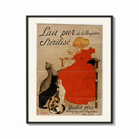 Framed Girl in red dress drinking from bowl print shown as a bold statement piece on a clean gallery wall