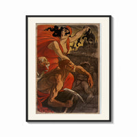 Framed Woman leading revolutionaries with red flag print shown as a bold statement piece on a clean gallery wall