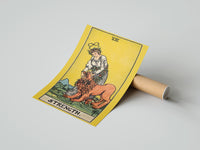 Gently curled Strength print beside its protective shipping tube